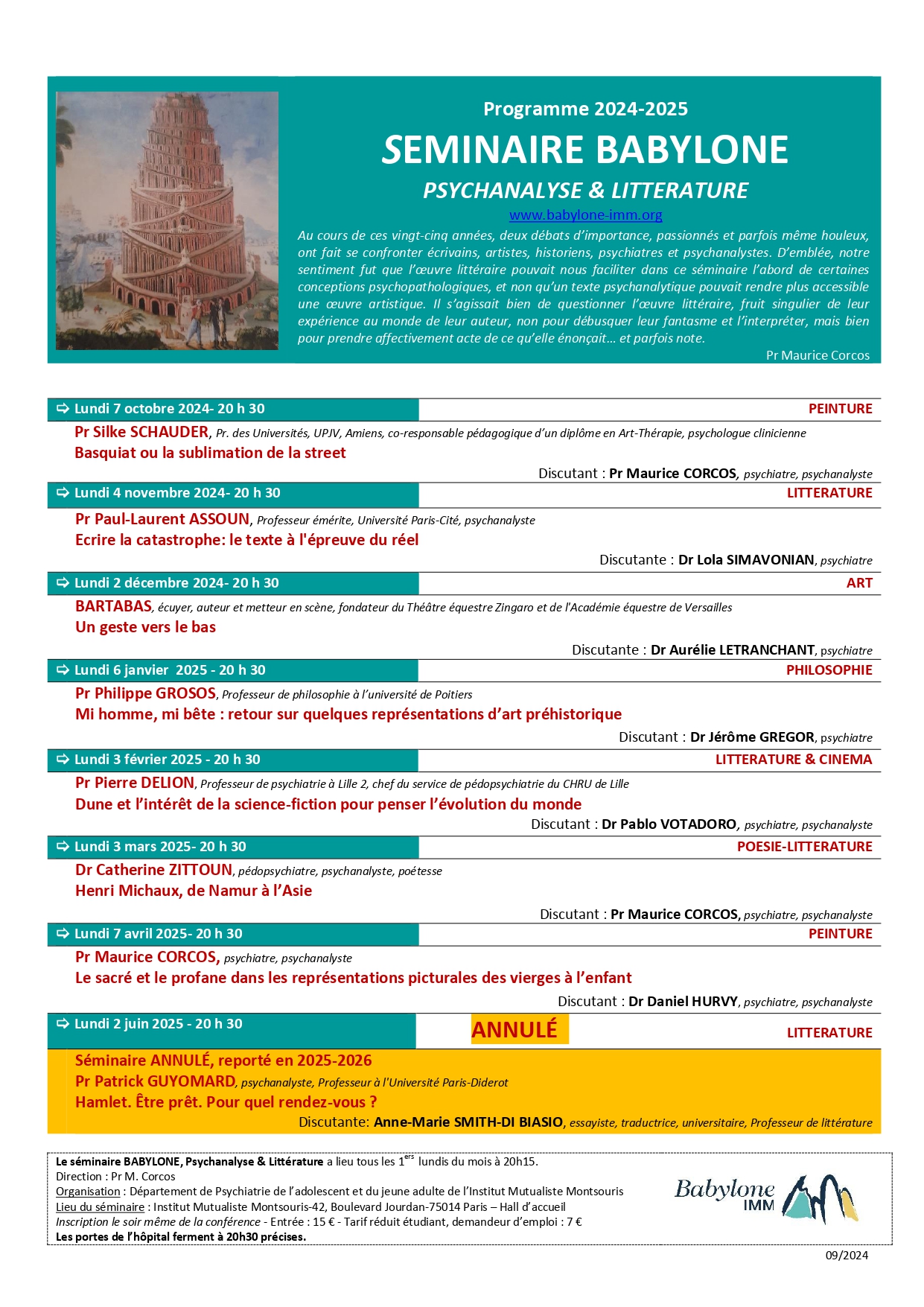 Programmes des Séminaires Babylone